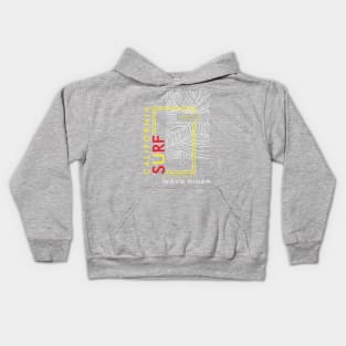 California Surf Wave Rider  line art  Typography Kids Hoodie